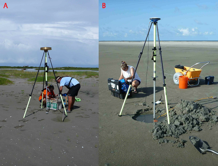 photographs of usgs scienctists installing the gps base station