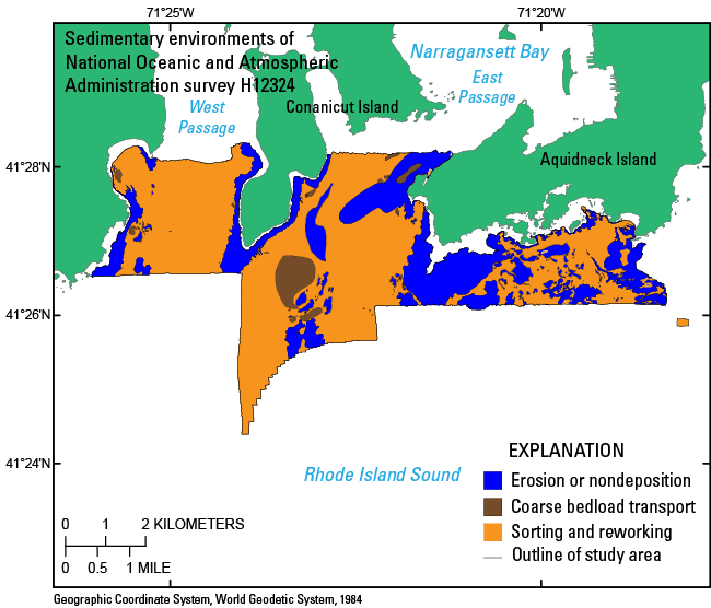Figure 16. Map of sedimentary environments in the study area.