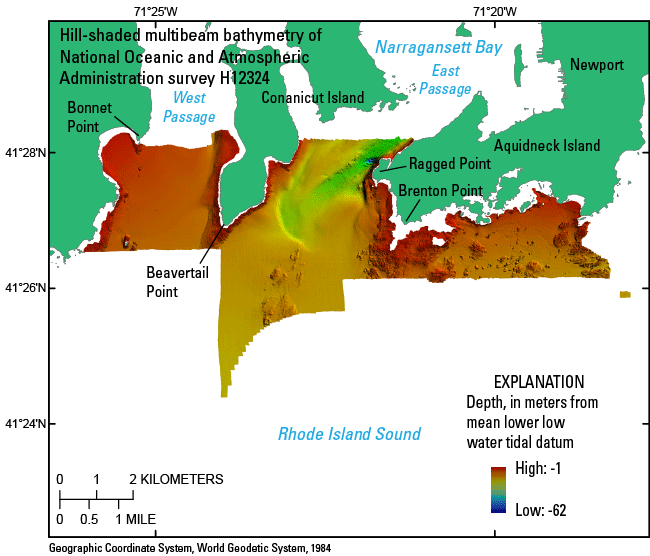 Figure 7. Map of the bathymetry in the study area.