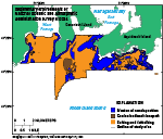 Thumbnail image of figure 16 and link to larger figure. Map of sedimentary environments in the study area.