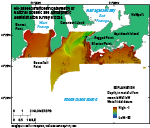 Thumbnail image of figure 7 and link to larger figure. Map of the bathymetry in the study area.