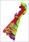 Image of the Physiographic Zones shapefile as stored within ArcMap™ 10.2