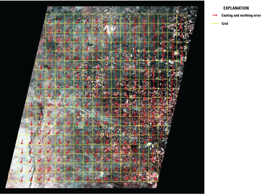 The easting and northing errors are distributed evenly throughout the map grid.