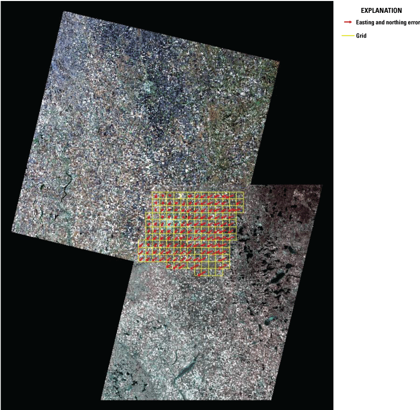 The easting and northing errors are distributed evenly throughout the map grid.