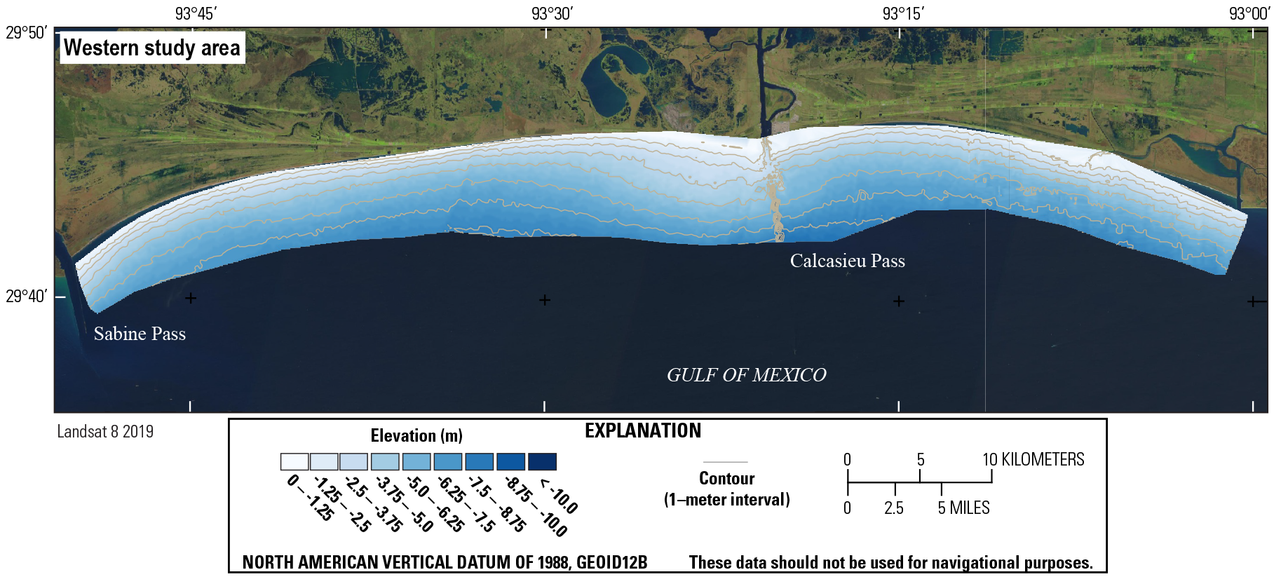 Figure 13. Labels are on the map for Sabine Pass, Calcasieu Pass, and the Gulf of
                     Mexico.