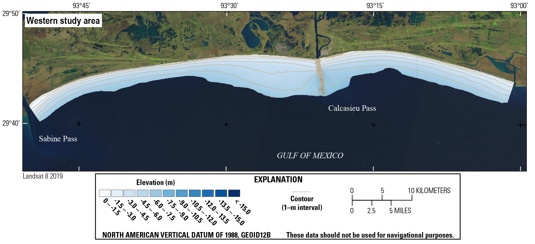 Figure 15. Labels are on the map for Sabine Pass, Calcasieu Pass, and the Gulf of
                     Mexico.