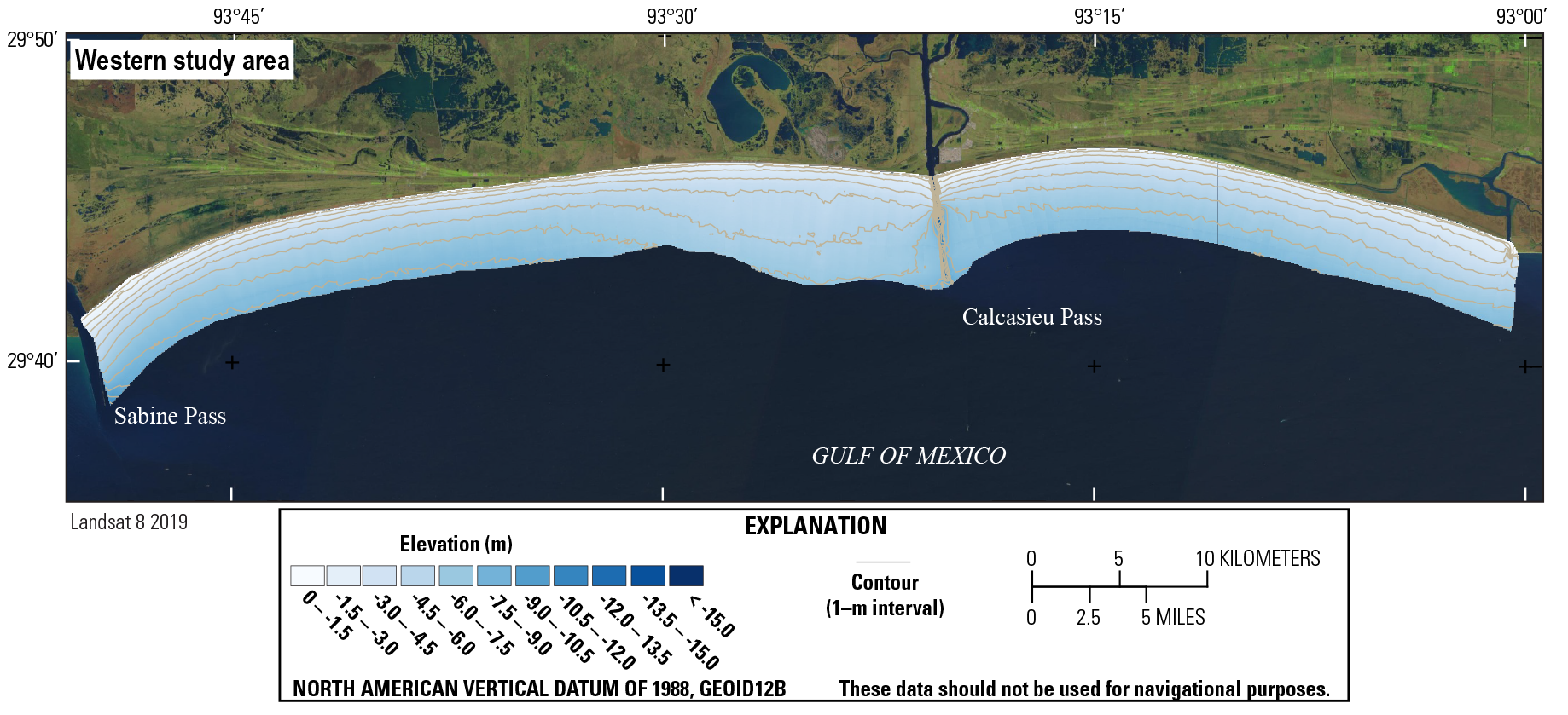 Figure 17. Labels are on the map for Sabine Pass, Calcasieu Pass, and the Gulf of
                     Mexico.