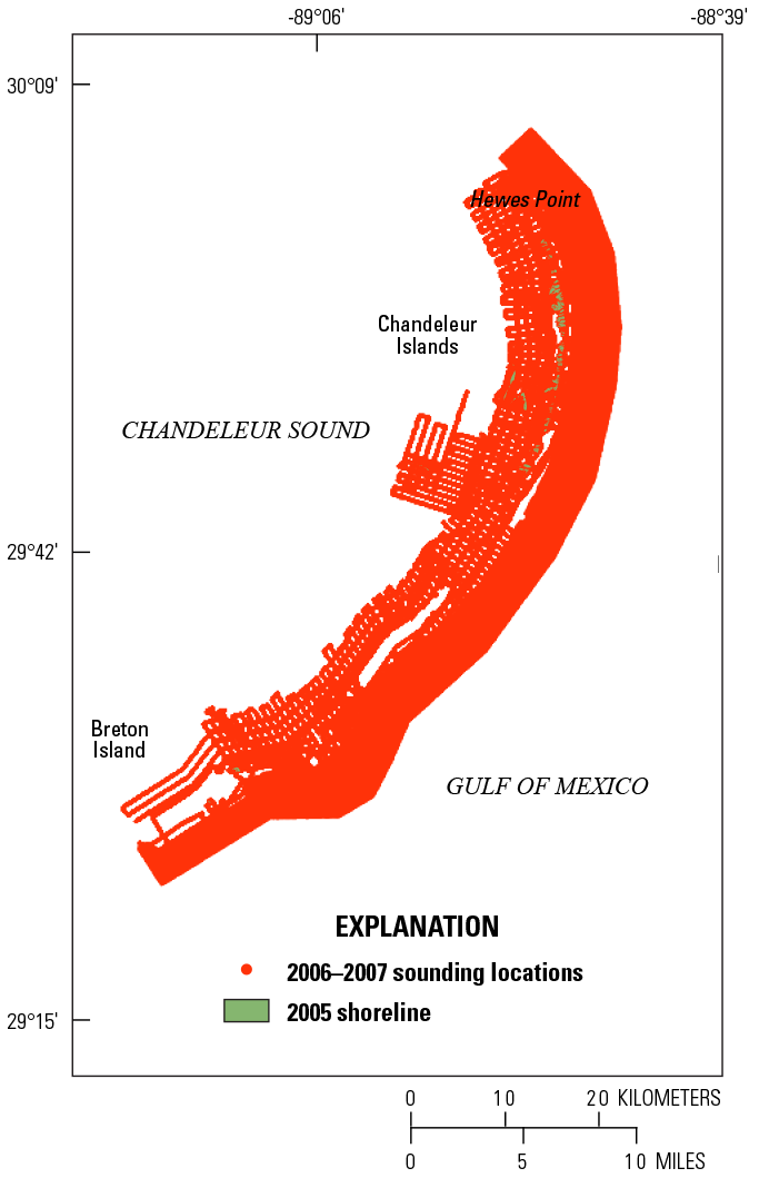 Figure 5. Chandeleur Sound, Hewes Point, and the Gulf of Mexico are also labeled.