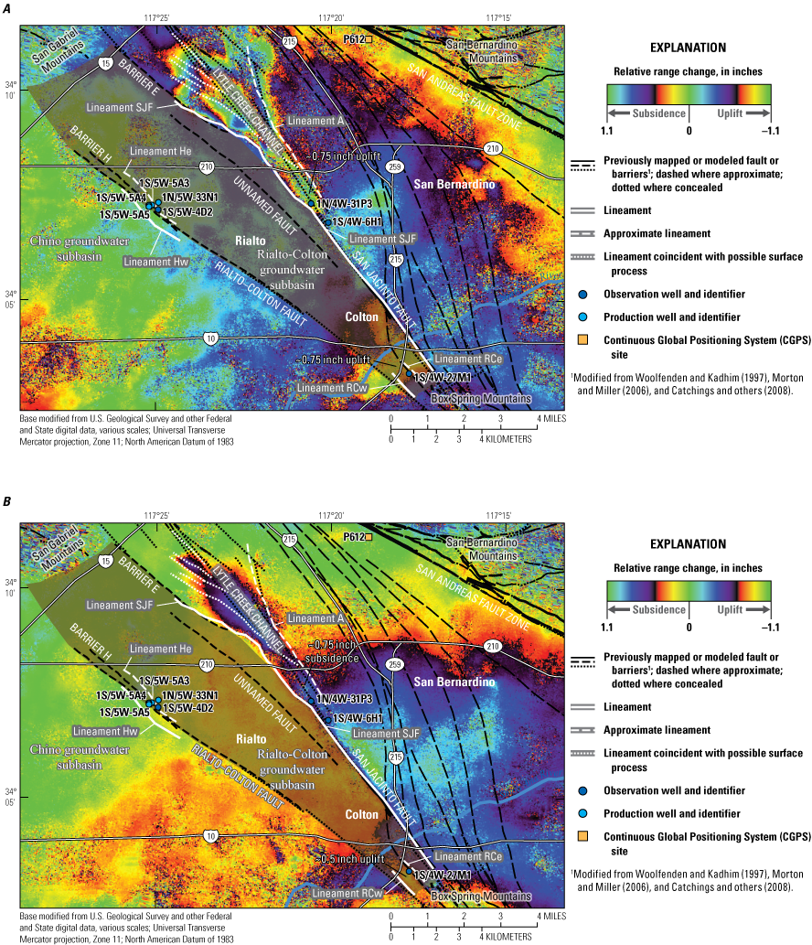5.	Map of study area showing faults, roads and other features overlain on color interferogram.