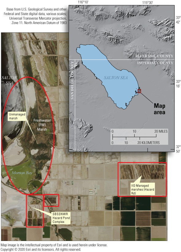 1. Sonny Bono Salton Sea National Wildlife Refuge area shown on a map