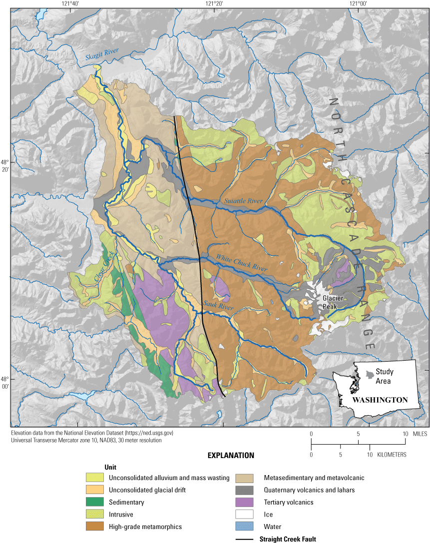 Map showing surficial geology for the Sauk River Basin.