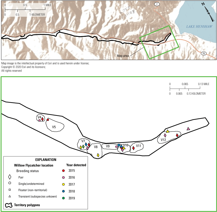1.4. Overview of the study area with colored lines and symbols for described features.