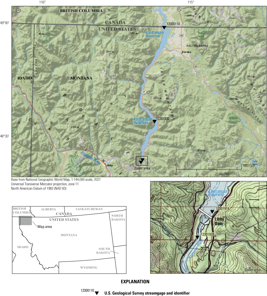 Map of northwest Montana, blue rivers, study sites labeled as black diamonds