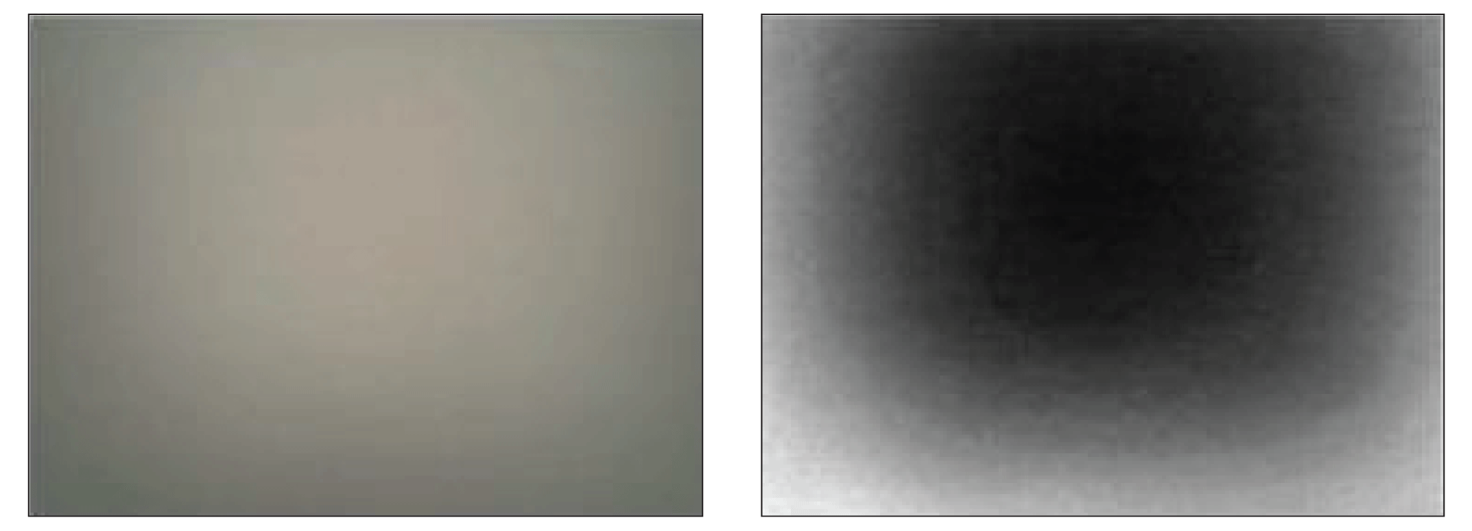Images of the vignetting effect and its correction factor, which makes the image sharper
                           and gives it more contrast.
