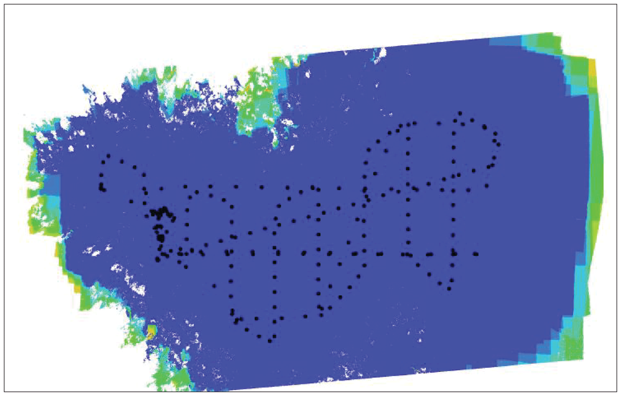 Flight pattern shown as dots inside a map area.