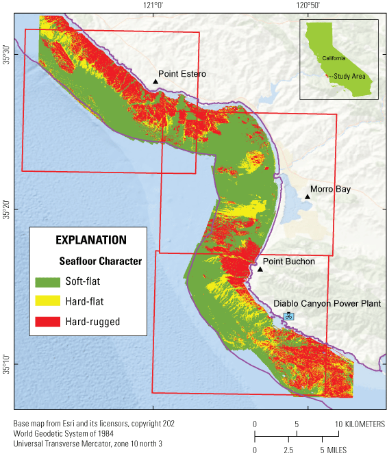 Figure 4. Seafloor substrate characteristics within the south-central California study
                     area.
