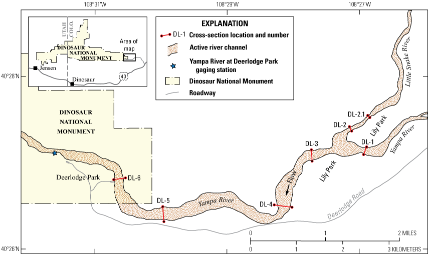 1.	Map showing the locations of the surveyed cross sections.