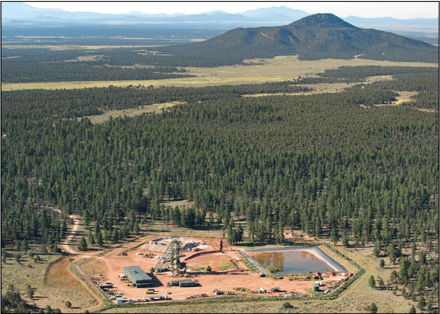 Aerial photograph Pinyon Plain mine in foreground and Red Butte in background.