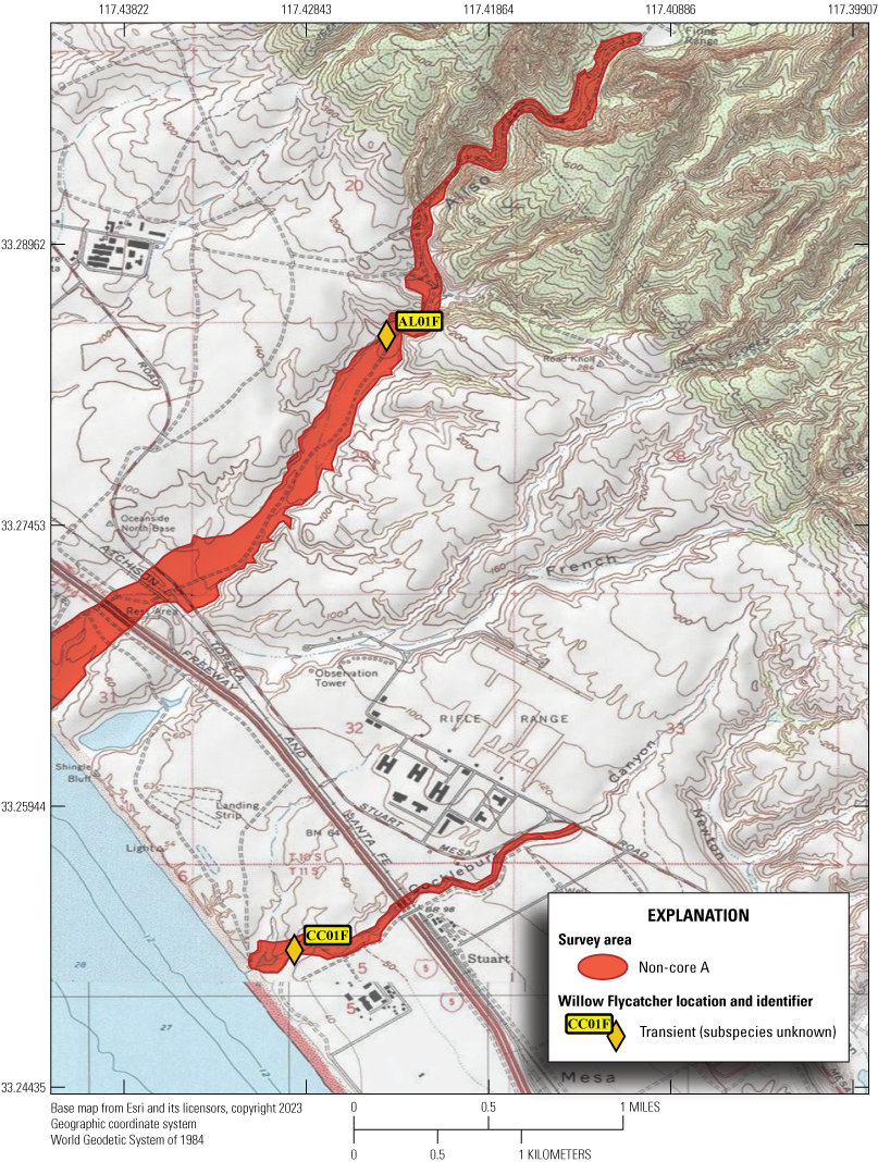 2.3. Overview of the study area with non-core survey areas shown in red. Only two
               transients (yellow diamonds) were detected in these areas.