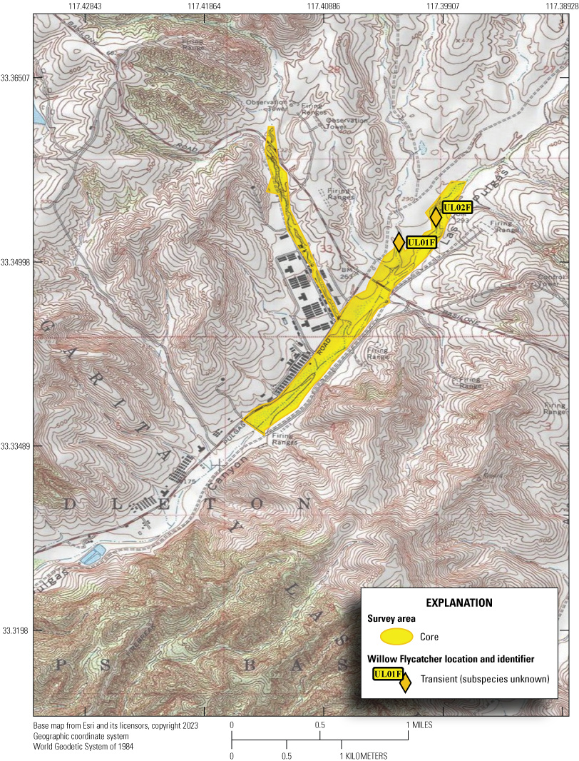 2.4. Overview of the study area with core survey areas shown in yellow. Only two transients
               (yellow diamonds) were detected in the northeast section of this survey area.