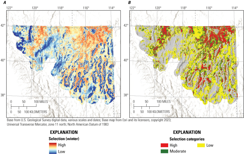 7.	Habitat potential, based on selection models, was most widespread in the winter
                        compared to other seasons.