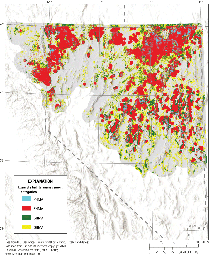 15.	Priority habitat seemed to be concentrated in the northern parts of California
                        and Nevada and more fragmented in the southern parts of the study area.