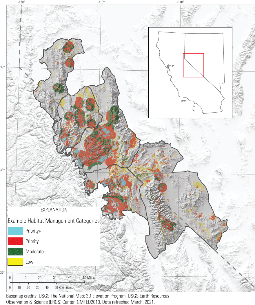 9. Example habitat management categories for greater sage-grouse in the Bi-State Distinct
                           Population Segment.