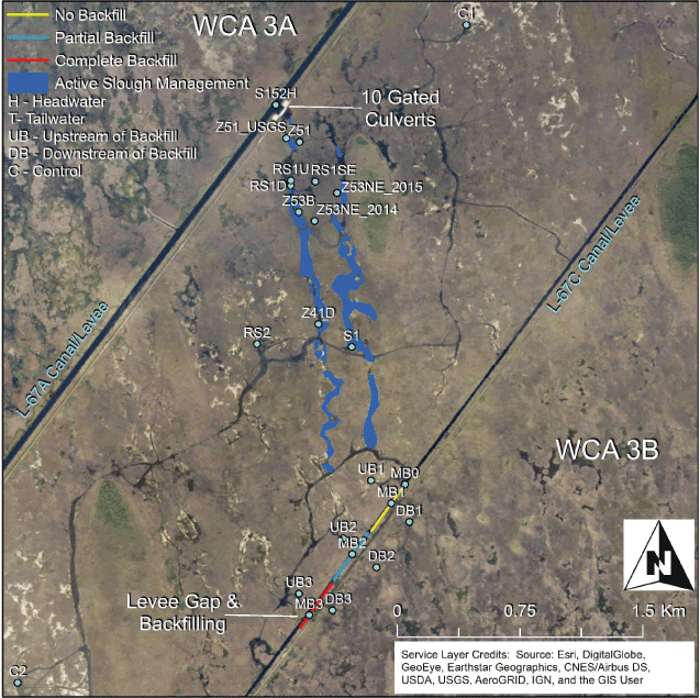 1.2. Site locations and slough management area within the Decompartmentalization Physical
               Model experimental area.