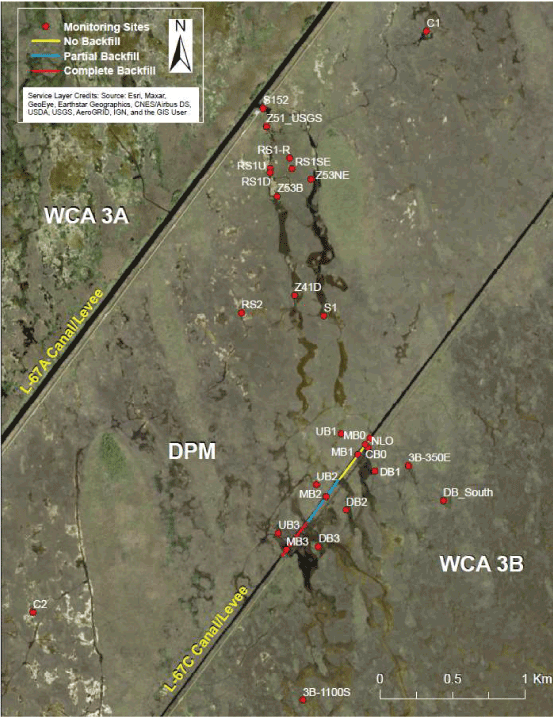 1. Site locations within the Decompartmentalization Physical Model experimental area.