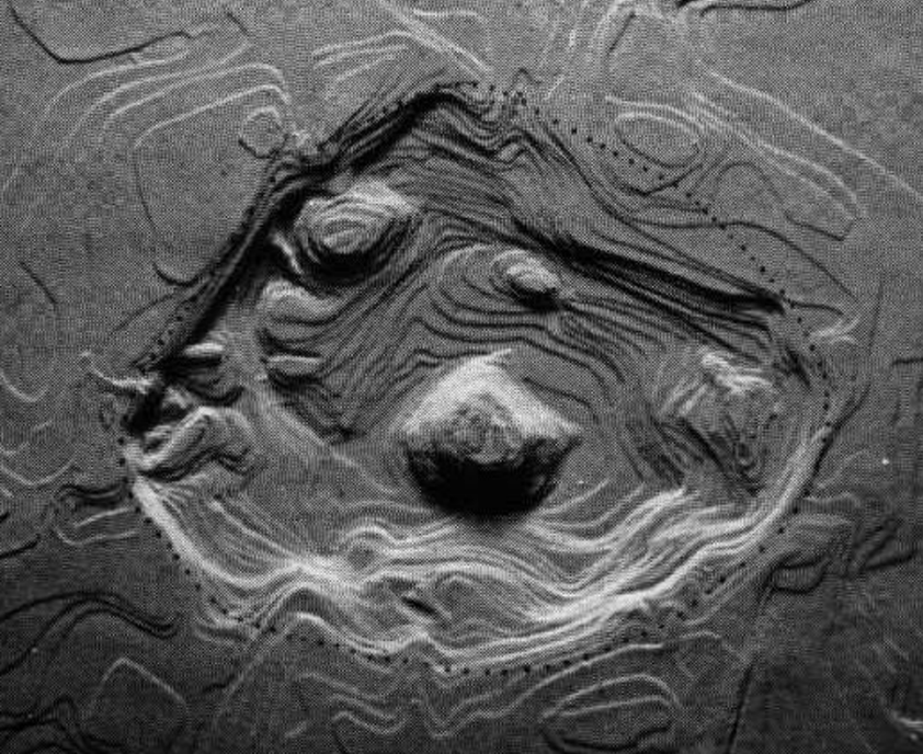 Areas inside and immediately outside of the impact crater are shown.