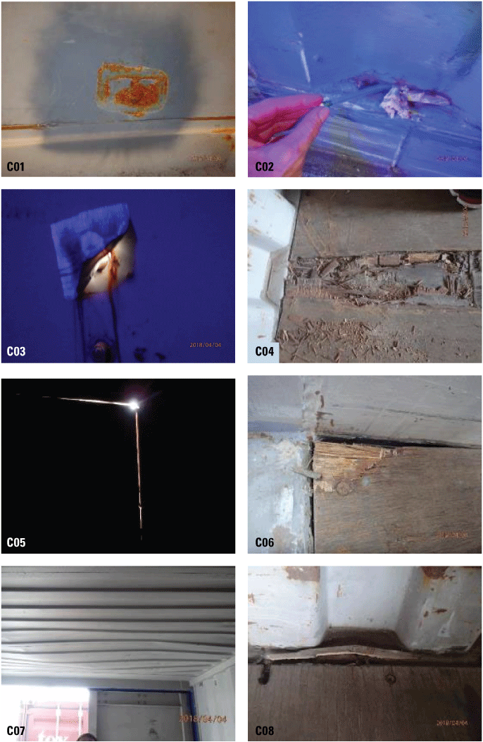 3.1. Representative photographs of each container inspected.