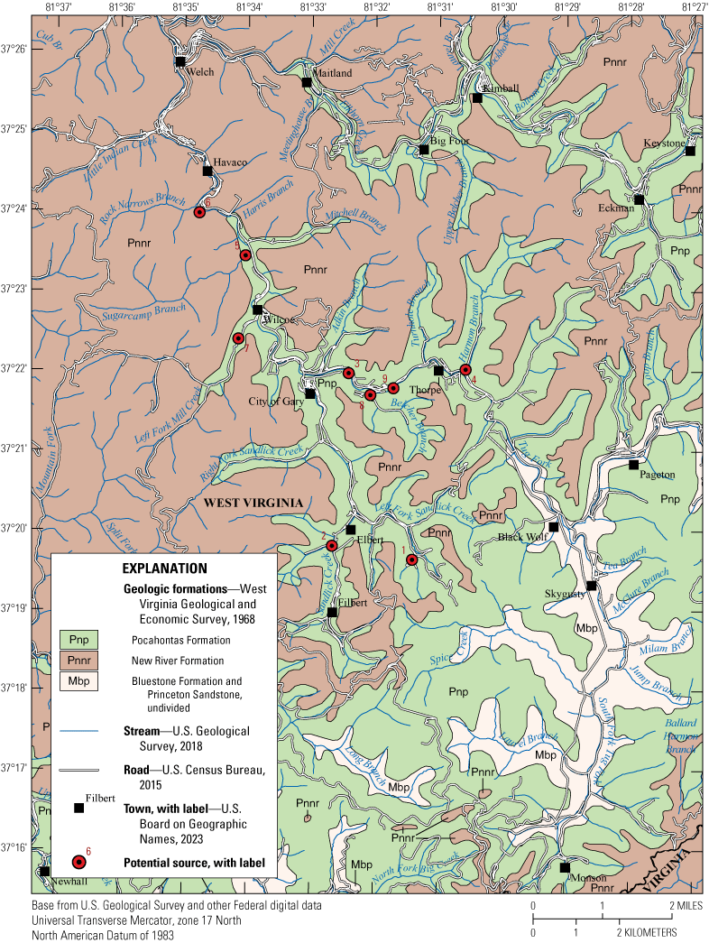 Most of the geology is the New River Formation and the Pocahontas Formation.