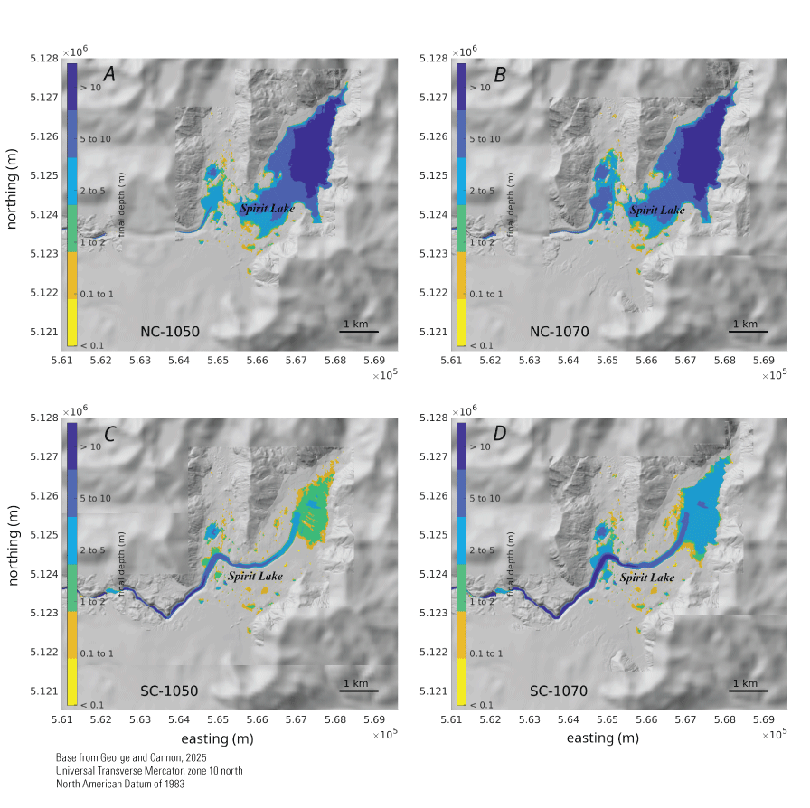 8. Water depth scenarios for Spirit Lake and North Fork Toutle River
