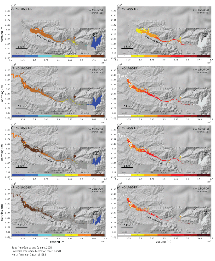 18. Erosion scenarios along North Fork Toutle River between Spirit Lake and the sediment
retention structure
