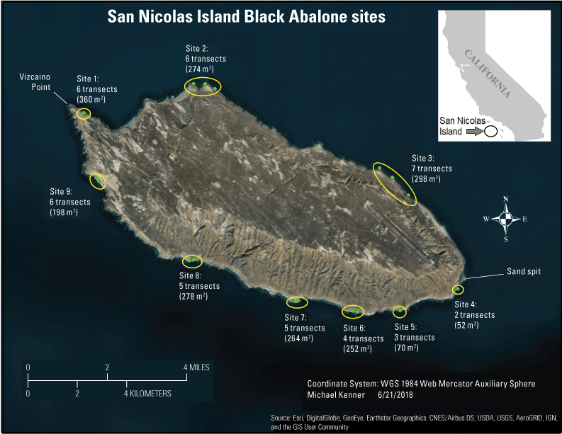 1. Monitoring site locations shown on a map of San Nicolas Island.