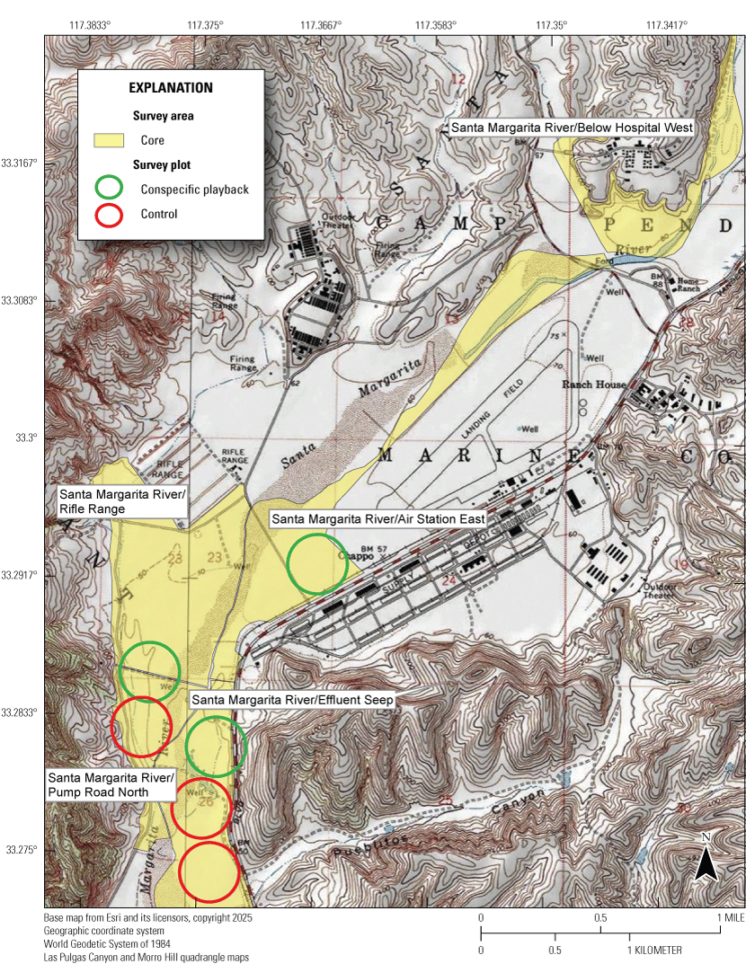 1.2. Topographic map with colored polygons for described features.