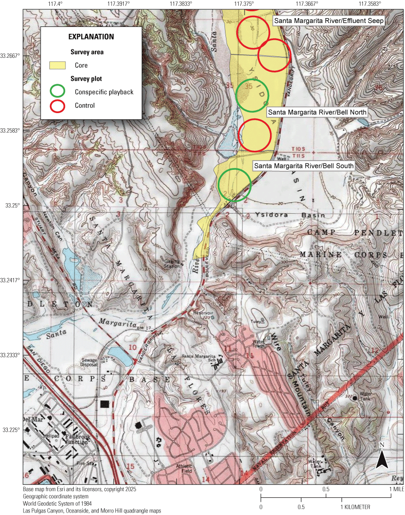 1.3. Topographic map with colored polygons for described features.