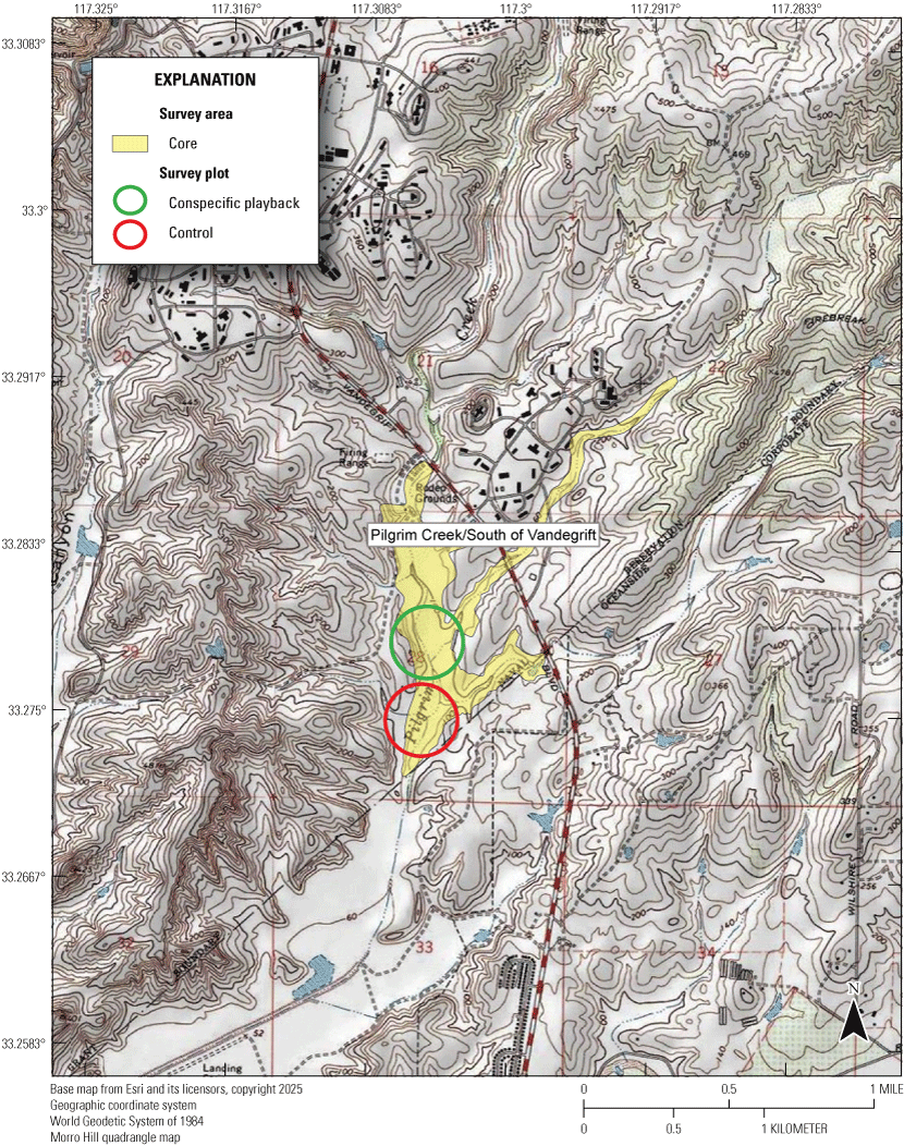 1.6. Topographic map with colored polygons for described features.