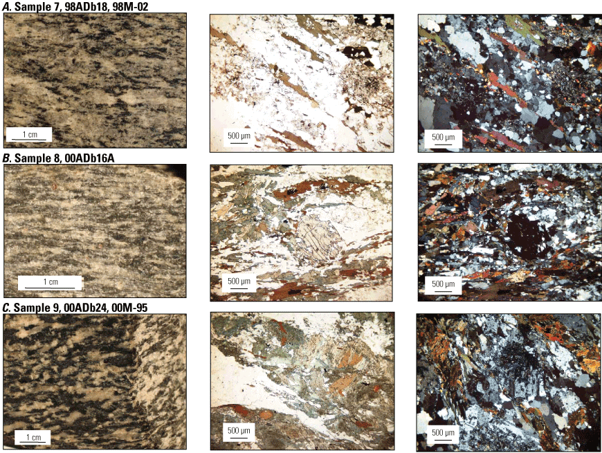 1.1. Close-up views of colorful rock textures from seven samples.