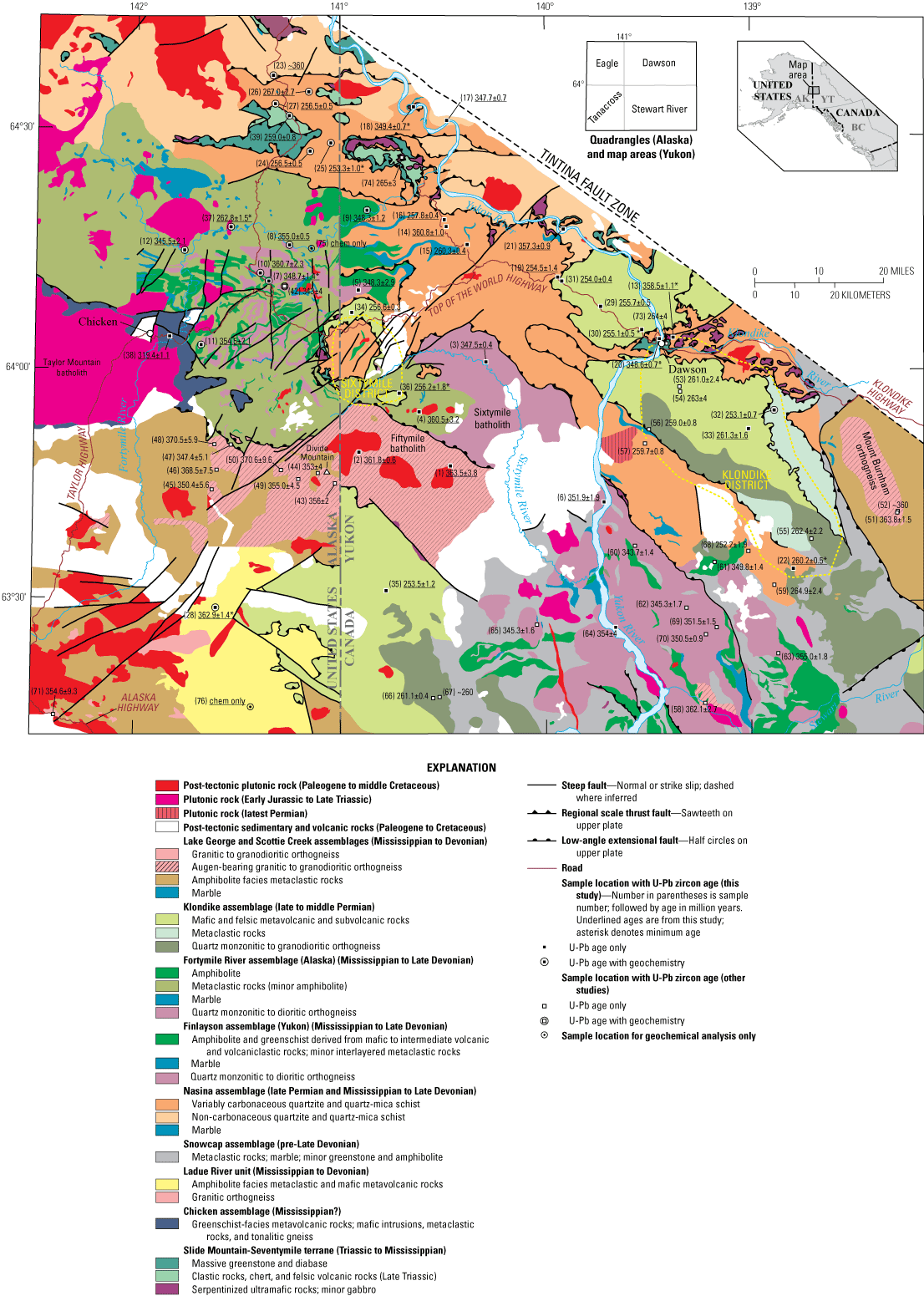 4. Sample locations are scattered across the study area and the Alaska-Yukon border.