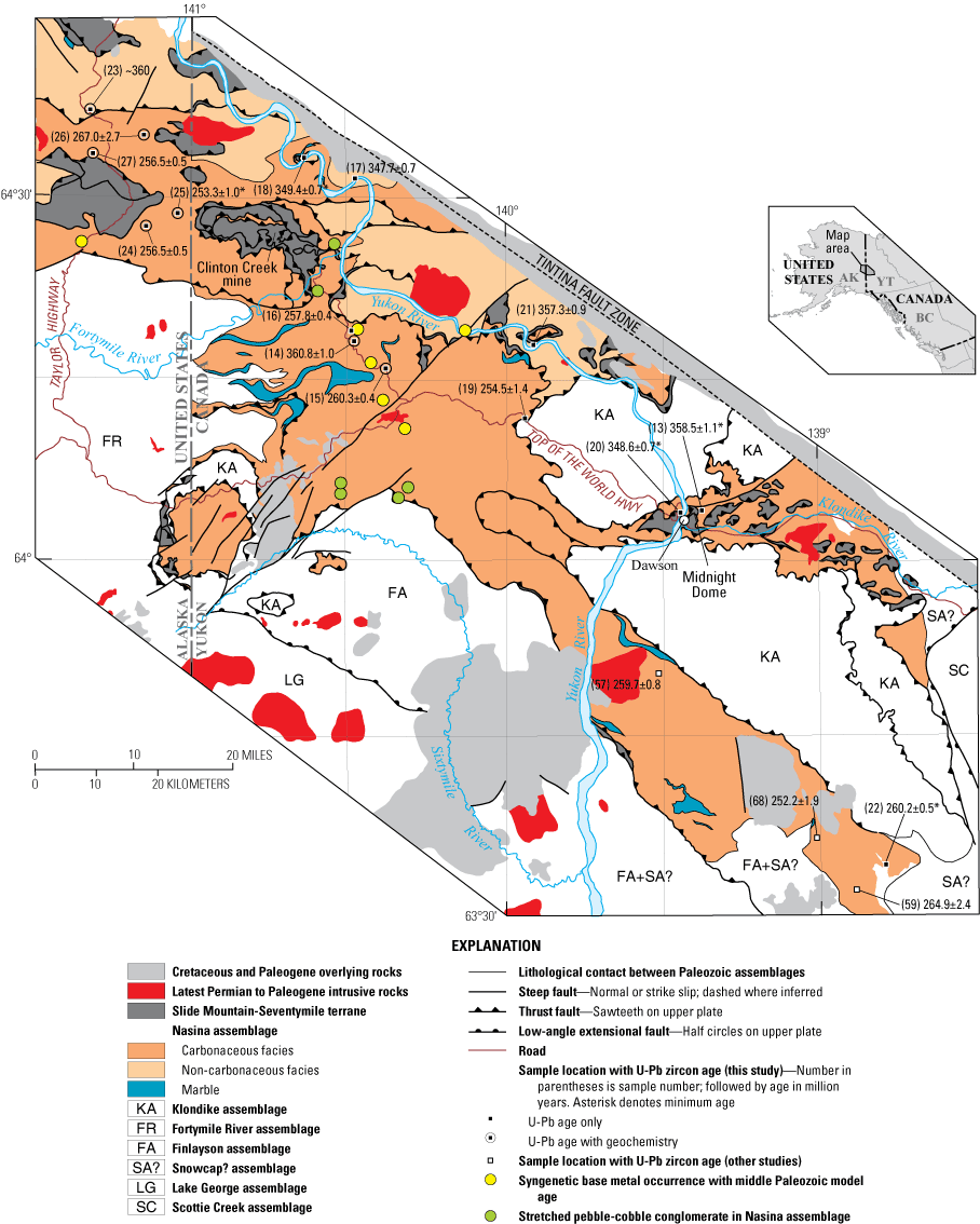 6. Carbonaceous, non-carbonaceous, and marble units within the Nasina assemblage have
complex relations and distributions south of the Tintina Fault.