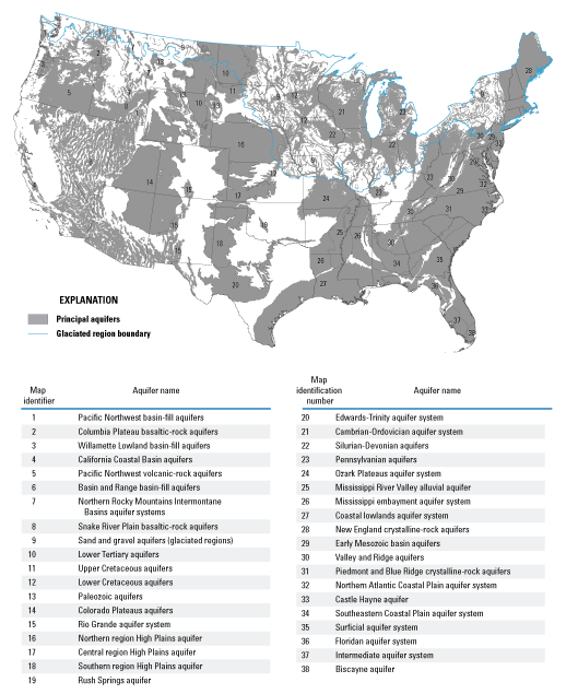 Selected principal and regional aquifers in the conterminous United States included
                           in this analysis.