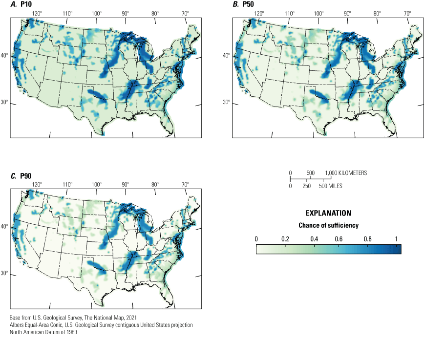 A subtle systematic decrease in COS is shown for P10; a systematic increase is shown
               for P90, relative to the P50 result.