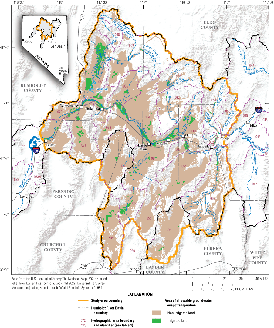 26. Area of allowable groundwater evapotranspiration used in the numerical model.