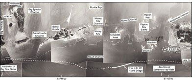 Aerial photo (1991) shows features in area of Moser and Bahia Honda Channels (lower middle Keys.
