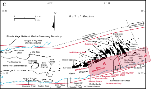 Contiguous part of index map shows westernmost part of middle Keys and the lower Keys