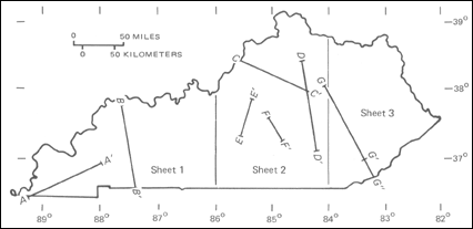 Diagram showing index to location of cross sections on the geologic map