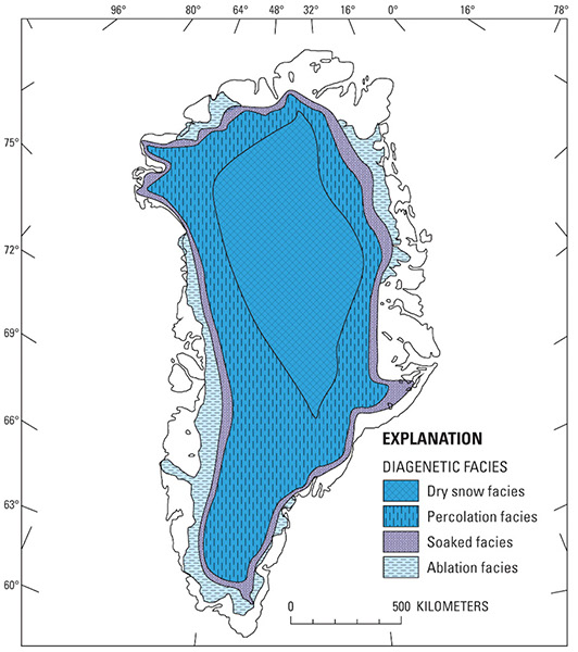 Figure 3.—Diagenetic facies on the Greenland ice sheet. Modified from Benson (1961).