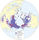 Figure 40.—Location of borehole sites for the Global Terrestrial Network for Permafrost(GTN-P) and the IPY Thermal State of Permafrost project (provided by Vladimir
Romanovsky, University of Alaska Fairbanks). 
 