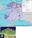 Figure 41.—A, Locations of University of Alaska borehole observatories (provided by Vladimir Romanovsky, University of Alaska Fairbanks) and locations of the U.S.
Geological Survey (USGS) deep boreholes in northern Alaska (Lachenbruch and
Marshall, 1986); and B, Warming in degrees Celsius of permafrost at 20-m depth
between 1989 and 2007/2008 at USGS borehole sites within and admacent to National
Petroleum Reserve in Alaska (NPRA) (courtesy of Gary D. Clow, USGS). On A, NPRA is
the National Petroleum Reserve, Alaska; ANWR is Alaska National Wildlife Refuge. 
